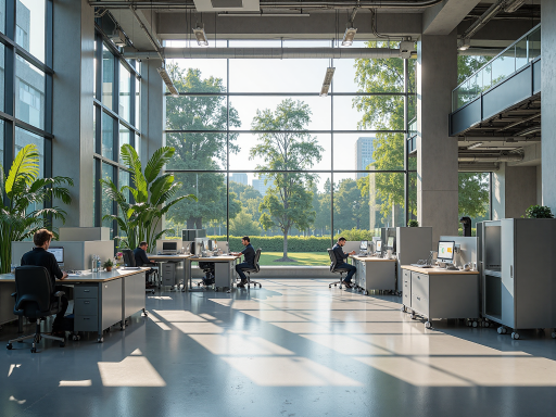 汽车配件公司办公室内部,员工正在工作,展示公司的专业办公环境和团队规模