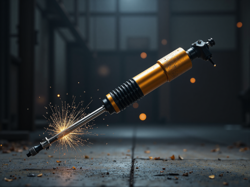 汽车悬挂系统配件,包括减震器、弹簧、稳定杆等,展示悬挂系统的舒适性功能